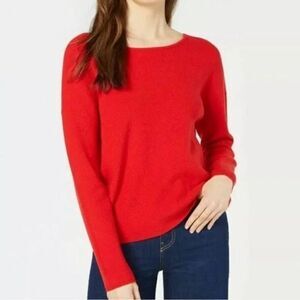 001maison Jules Womens back Lace Knit Sweater, Red, NWT